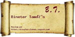 Bineter Tamás névjegykártya